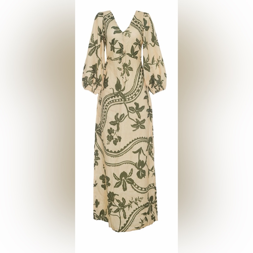 ENCANTADORE Simone Ivory Emerald Dress